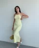 Gofre Halter Yaka Uzun Elbise