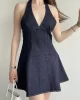 Halter Mini Kot Elbise