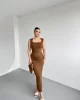 Kare Yaka Fitilli Elbise