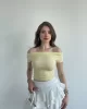 Kayık Yaka Büzgülü Crop