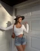 Kruvaze Yaka Fitilli Crop