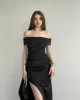 Önü Pileli Madonna Premium Elbise