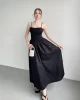 Poplin İnce Askılı Siyah Elbise