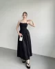 Poplin İnce Askılı Siyah Elbise