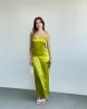 Saten Sırt Dekolteli Uzun Elbise