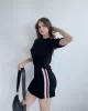 Şeritli Şort Etek Takım