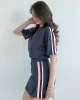 Şeritli Şort Etek Takım