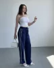 Şeritli Wide Leg Eşofman