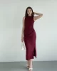 Sıfır Kol Modal Kumaş Büzgü Elbise