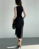 Sıfır Kol Modal Kumaş Büzgü Elbise