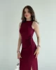 Sıfır Kol Modal Kumaş Büzgü Elbise
