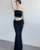 Straplez Dantelli Uzun Etek Takım