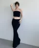 Straplez Dantelli Uzun Etek Takım