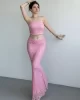 Straplez Dantelli Uzun Etek Takım