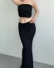 Straplez Dantelli Uzun Etek Takım