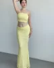 Straplez Dantelli Uzun Etek Takım