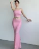 Straplez Dantelli Uzun Etek Takım