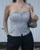 Straplez Fermuarlı Bluz