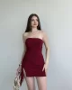 Straplez Yırtmaçlı Sandy Elbise