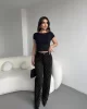 Taşlı Yüksel Bel Straight Jean