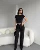 Taşlı Yüksel Bel Straight Jean