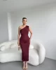 Tek Omuz Büzgülü Sandy Elbise
