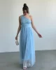 Tek Omuz Büzgülü Tül Elbise