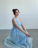 Tek Omuz Büzgülü Tül Elbise