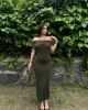 Uzun Madonna Büzgülü Sandy Elbise