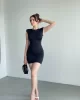 Vatkalı Büzgü Detay Elbise