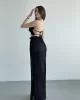 Yırtmaçlı Pilise Etek Crop Takım