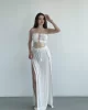 Yırtmaçlı Pilise Etek Crop Takım