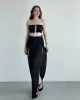 Yırtmaçlı Pilise Etek Crop Takım