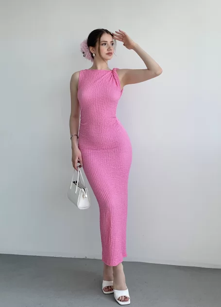 Gofre Omuz Detaylı Elbise