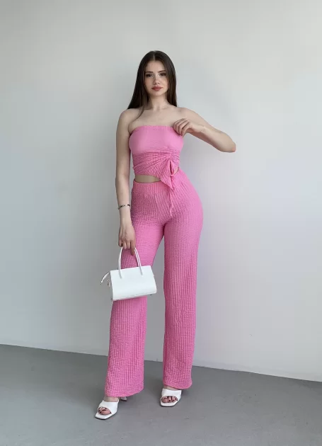 Straplez Gofre Pantolon Takım