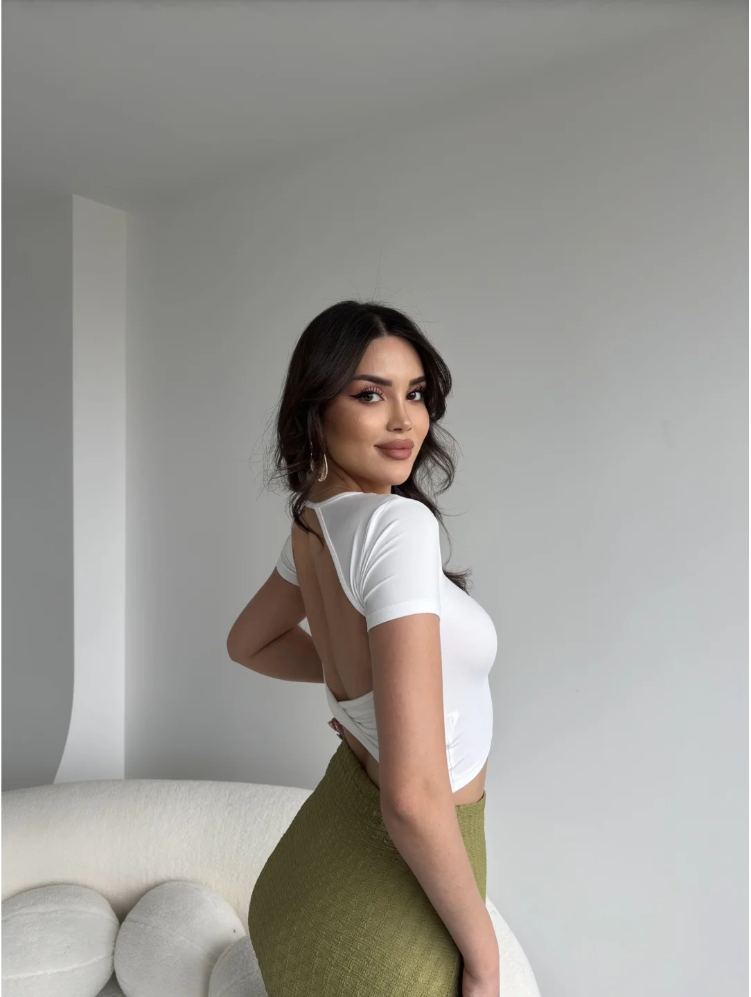 Leoni Sırt Dekolteli Premium Crop