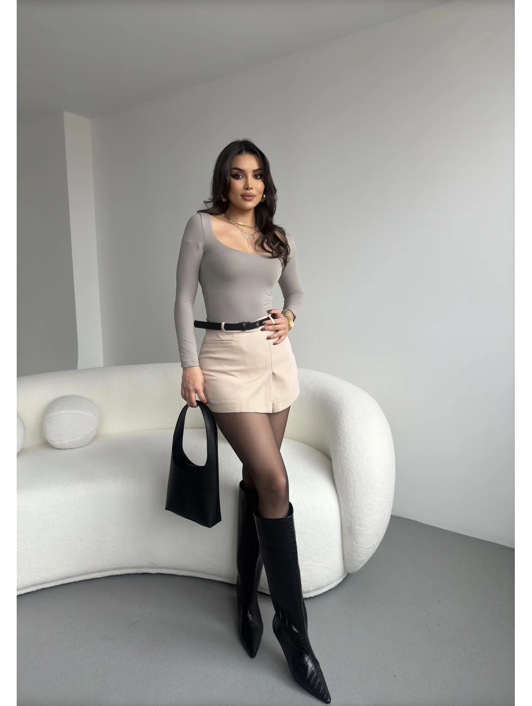 Ön Cep Detay Şort Etek 