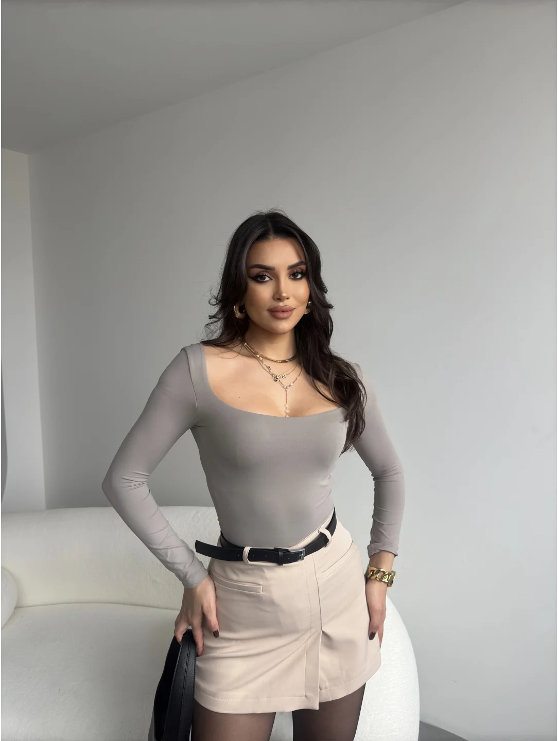 Ön Cep Detay Şort Etek 