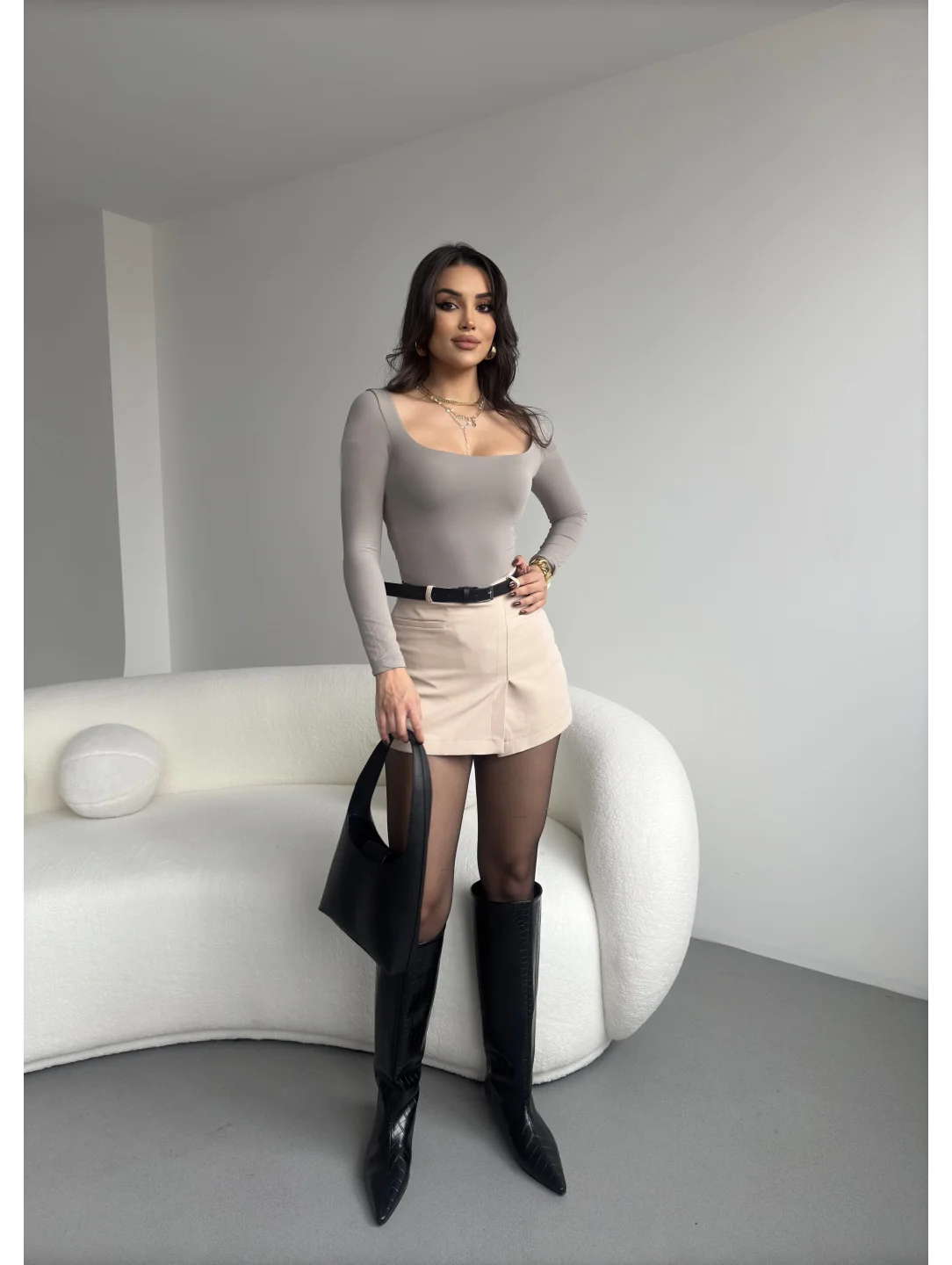 Ön Cep Detay Şort Etek 