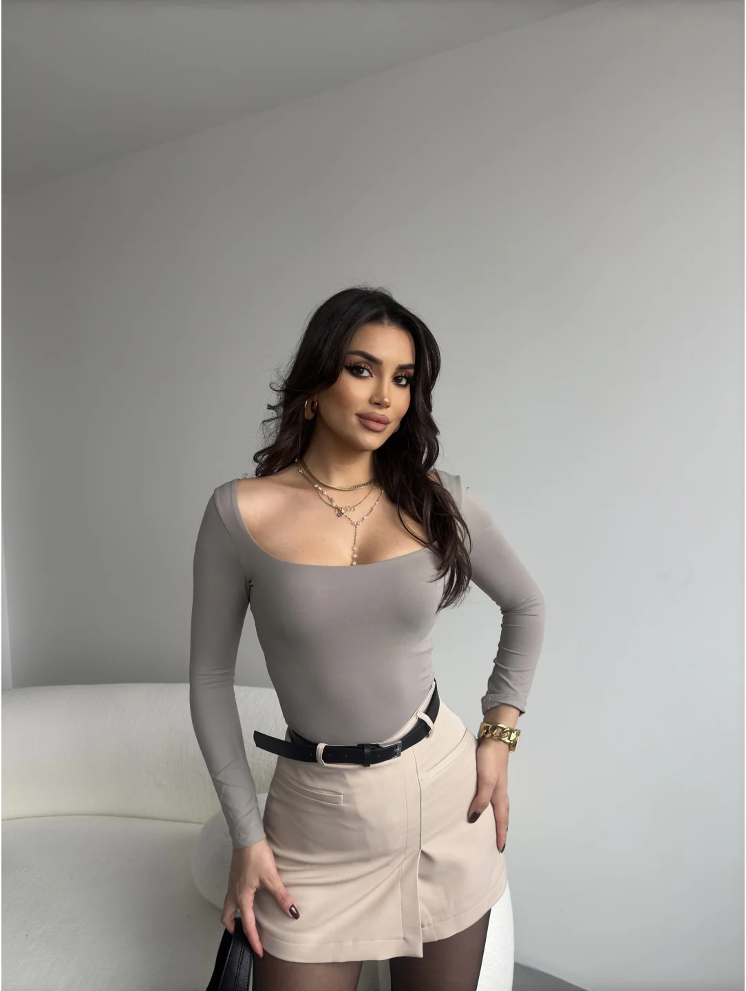 Ön Cep Detay Şort Etek 