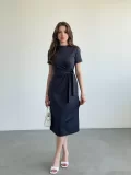 Bel Bağlamalı Modal Elbise