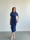 Bel Bağlamalı Modal Elbise