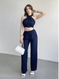 Boyundan Bağlamalı Keten Takım