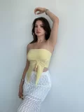 Büzgülü Asimetrik Crop