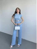 Gofre Basic Pantolon Crop Takım