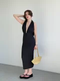 Gofre Boyun Bağlamalı Elbise