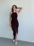 Halter Boyun Aksesuarlı Sandy Elbise