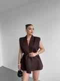 İnce Kemerli Oversize Yelek