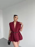 İnce Kemerli Oversize Yelek