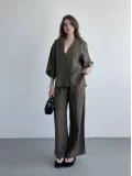 Keten Düğme Detay Takım